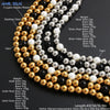 Mhs.sun 4/6/8/10MM Pearl Stainless Steel Bead Necklaces Classic Gold Plated For Women Men Daily Party Jewelry Gifts - Image 4