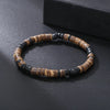 Coconut Wood Bead Stretch Bracelet with Blue and Multicolor Accents - Image 12