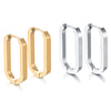 Classic Stainless Steel Ear Buckle For Women Gold Silver Color Big Oval Rectangle Hoop Huggie Punk Hip Hop Jewelry Gift - Image 1