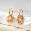 Double Hoop Zircon Earrings For Women Rose Gold Color EarDrop Jewelry SetsAccessories - Image 4
