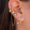 2PCS Stainless Steel Cubic Zirconia Chain Stud Earrings For Women Non-Piercing Ear Clip Ear Cuff Earring Cartilage Jewelry - Image 3