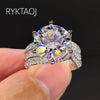 Silver Round Cut Ring For Women Twisted Split Shank Wedding Engagement Jewelry Gift For Her - Image 1