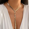 Long Flexible Flat Chain Necklace in Multiple Finishes - Image 3