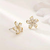 Dainty Flower Stud Earrings for Women Piercing Cartilage Ear Ring Cute Zircon Gold Color Women's Aesthetic Jewelry Gift - Image 8