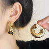 Geometric Irregular Thick Metal Round Earring Simple Chunky Hollow Hoop Earrings for Women Minimalist Jewelry Gift - Image 2