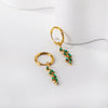 Green White Color Crystal Zircon Hoop Earrings For Women Stainless Steel Heart Square Leaf Shape Pendant Earring Gifts - Image 5