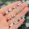18 Pairs Colorful Rhinestone Hollow Flower Animal Mix Style Plastic Stud Earrings Set For Women Girls - Image 4