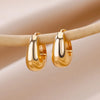 Gold Color Hoop Earrings for Women Oval Circle Stainless Steel Earrings Elegant Piercing Ear Jewelry - Image 5