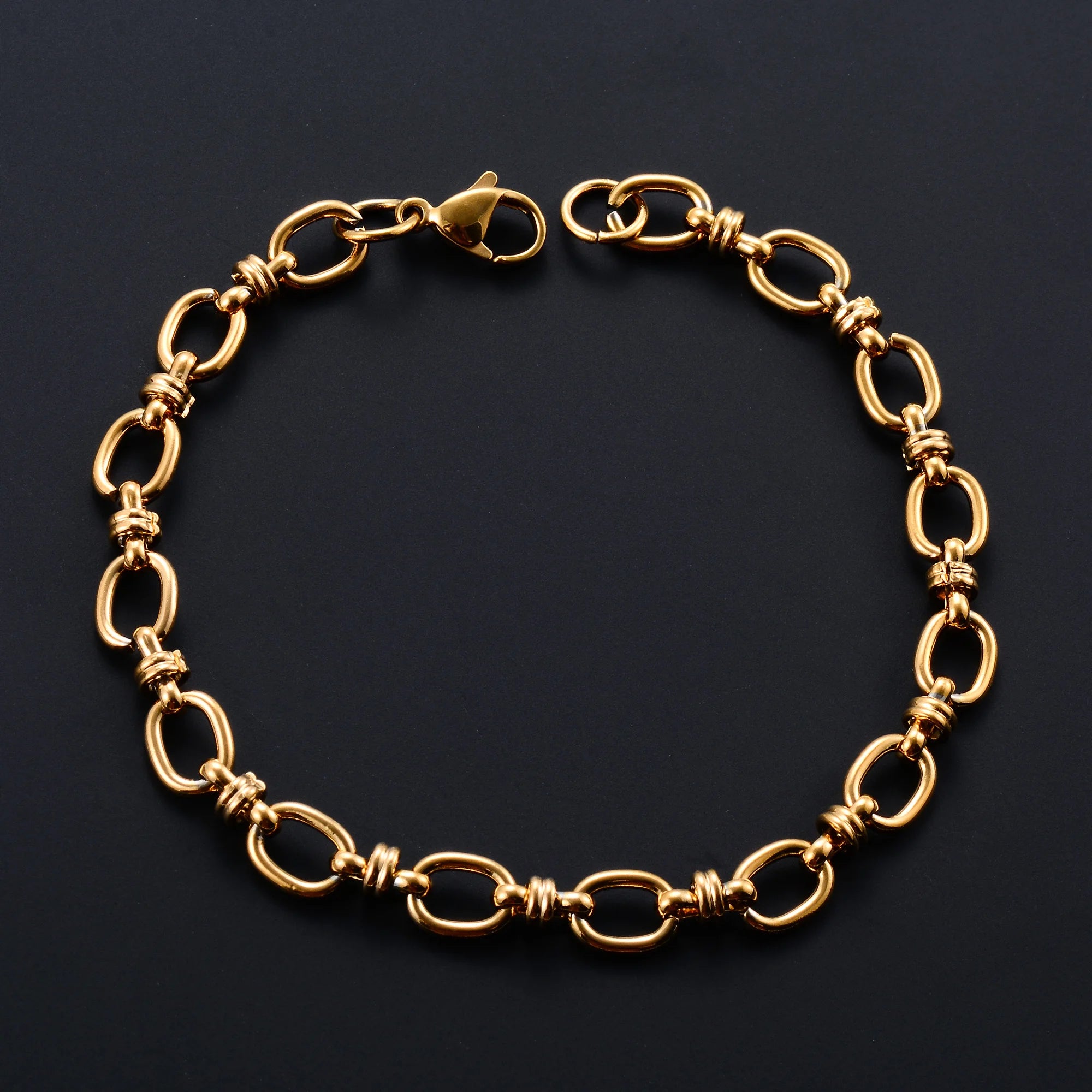 6.5mm Punk Handmade Stainless Steel Bracelet Link Oval Chain for Women Men Rock Boy Hand Chain Wristband Anklets Metal Jewelry - Image 1