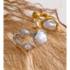 Size 8 Stylish Unique Simulated Pearls Zirconia Finger Ring Gold Platinum Plated Stainless Steel Geometry Retro Jewelry - Image 3