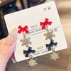 Black Red Snowflake Pendants Earrings for Women Bowknot Sweet Korean Girls Crystal Hanging Earrings Winter Decor - Image 1