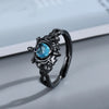 Gothic Silver Black Plated VineThorn Heart Emerald Green Zircon Rings for Women Dark Academia Witchy Style Jewelry - Image 3