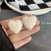 Korean Sweet White Plush Heart Hoop Earrings for Women Exaggerated Flocking C-Shaped Earrings Wedding Party Jewelry Gift - Image 9