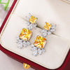 Simple and Elegant Square Cubic Zirconia Earrings Bling Yellow CZ Dangle Women Wedding Engagement Jewelry - Image 7