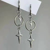 Punk Rock Pointed Star Moon Pendant Earrings for Women Men Hiphop Geometric Metal Circular Ear Buckle Earrings Gothic Jewelry - Image 7