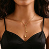 Stainless Steel Pull Adjustable Water Drop Shape Tassel Charm Necklace Personality Jewelry Gifts - Image 4