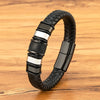 Xqni Leather Bracelet Men Classic Stainless Steel Beaded Leather Braided Rope Bangle For Charm Men Jewelry Birthday Gift - Image 7