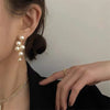 Korean Oversized White Pearl Drop Earrings for Women Girls Bohemian Golden Round Zircon Wedding Earring Jewelry Gift - Image 1