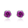Rose Flower Rhinestone Stud Earrings For Women Blue Red Purple Round Bouquet Crystal Earring Wedding Jewelry Gift - Image 9