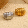 316L Stainless Steel Wide Ribbed Dome Shape Chunky Ring Gold Plated Pvd Jewelry For Women Daily Wear - Image 4