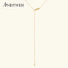 Silver Minimalist Wheat Leaf Pendant Long Y-Shaped Necklace Jewelry for Women's Casual Style - Image 1