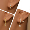 Three-Piece Rhombus Pendant Hoop Earring Set in Gold-Tone or Silver-Tone - Image 3