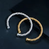 Stainless Steel Wire Braided Bangle for Women Men Spring Link Wrap Open Adjustable Ball Bracelet Jewelry - Image 1
