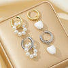Romantic Temperament Imitation Pearl Beaded Asymmetric Heart-shaped Pendant Hoop Earrings for Women Korean Jewelry Gift - Image 1