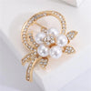 Flower Imitation Pearl Brooches For Women Shiny Rhinestone Double Layer Love Heart Pins Sweater Cardigan Jewelry Gifts - Image 3