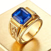 Vintage Golden Alloy Men's Rectangle Crystal Ring Carved Dragon Band Statement Signet Ring Party Jewelry Gift - Image 3