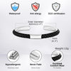 Mens Bangle,Black PU Leather Cuff Bracelets, Adjustable Open Stainless Steel Bracelet Gift - Image 3