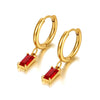 Stainless Steel Geometric Square Hoop Earrings Black/White/Red/Green CZ Crystal Bohemia Party Earrings For Women - Image 7