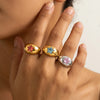 Colorful Star Zircon CZ Chunky Dome Ring Stainless Steel Gold Silver Color Statement Rings for Women Party Jewelry Gift - Image 3