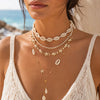 Boho Festival Layered Necklace Set for Women Starfish Y Lariat Drop Deep V Choker Summer Beach Vacation Jewelry Gift - Image 1