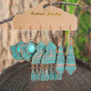 Boho Vintage Bronze Earrings Set Geometric Statement Dangle Earrings with Turquoise Wipe Green Workmanship Daily Wear Versatile - Image 9
