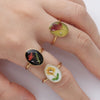 Stainless Steel Dried Flower Oval Rings For Women Eternal Flower Open Finger Ring Jewelry Wedding Band Gift - Image 3