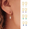 French Emerald Geometric Hoop Stainless Steel Earrings for Women Party Jewelry Accessories Zircon Crystal Drop Earring - Image 3