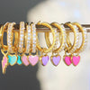 Rhinestone Small Circle Hoop Earrings Candy Color Heart Pendant Piercing Earrings for Women Gold plated Huggies Jewelry - Image 3