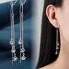 Elegant Drop Earrings For Women Bright Crystal Zirconia Square Copper Long Tassel Dangle Ear Piercing Line Accessory - Image 5