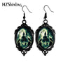 Rose Raven with Moon Dangle Earring Black Lace Earrings Oval Glass Photo Jewelry Gifts Party - Image 4