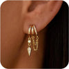 Gold Plated Triple Huggie Stud Earrings Cute Statement Chain Earring Dainty Drop Earrings for Women Jewelry - Image 8
