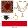 6pcs Halloween Pirate Cosplay Accessory Set Headscarf, Waist Belt, Necklace, Eye Mask. Red/Black, Ideal for Halloween Parties - Image 3