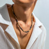 Brown and Black Small Beaded Chain Necklace Men Wood Beads Short Choker Necklace Collar on Neck Jewelry Male - Image 2