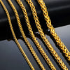 Hiyee Thickness 3/4/5/6/7/8mm Gold Color Wheat Braided Stainless Steel Necklace Link Classic Curb Chain for Men Women Jewelry - Image 1