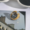 Statement Two Tone Ring Gold Color Plated Stainless Steel Double layered Smooth Ring Stackable Ring Women's J - Image 5