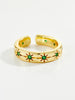 Silver Adjustable Star Blue Green CZ Zircon Open Ring Women Vintage Party Women Gift Jewelry - Image 4