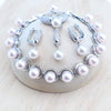 Silver Jewelry Sets Bridal Black Pearls White CZ Ring Bracelets Earrings Pendants Necklace Set Women Wedding Jewelry - Image 8