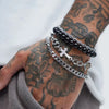 4Pcs/Set Punk Cross Beads Chain Bracelets For Men Simple Gold Silver Black Color Bracelets Sets Hip Hop Jewelry Gift - Image 1