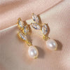 Water Drop Imitation Pearl Drop Stud Earrings For Women Girls White Crystal Zircon Earring Wedding Festival Jewelry Gift - Image 2