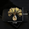 Women Men Rhinestone Ginkgo Badges Brooches Casual Unisex Metal Shiny Crystal Suit Office Pins Jewelry - Image 3